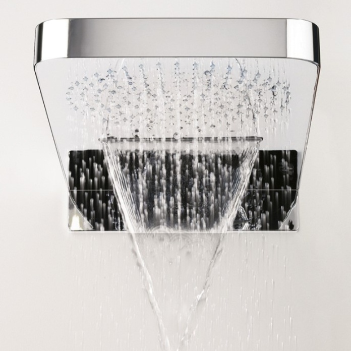 Close up product lifestyle image of the Crosswater Revive Overhead Waterfall Shower